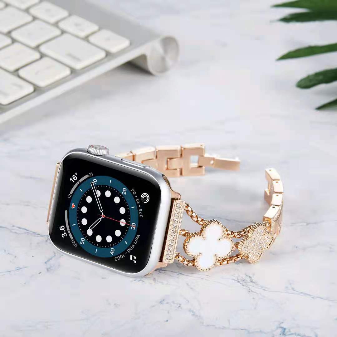 Apple Watch band diamond-embedded Clover strap