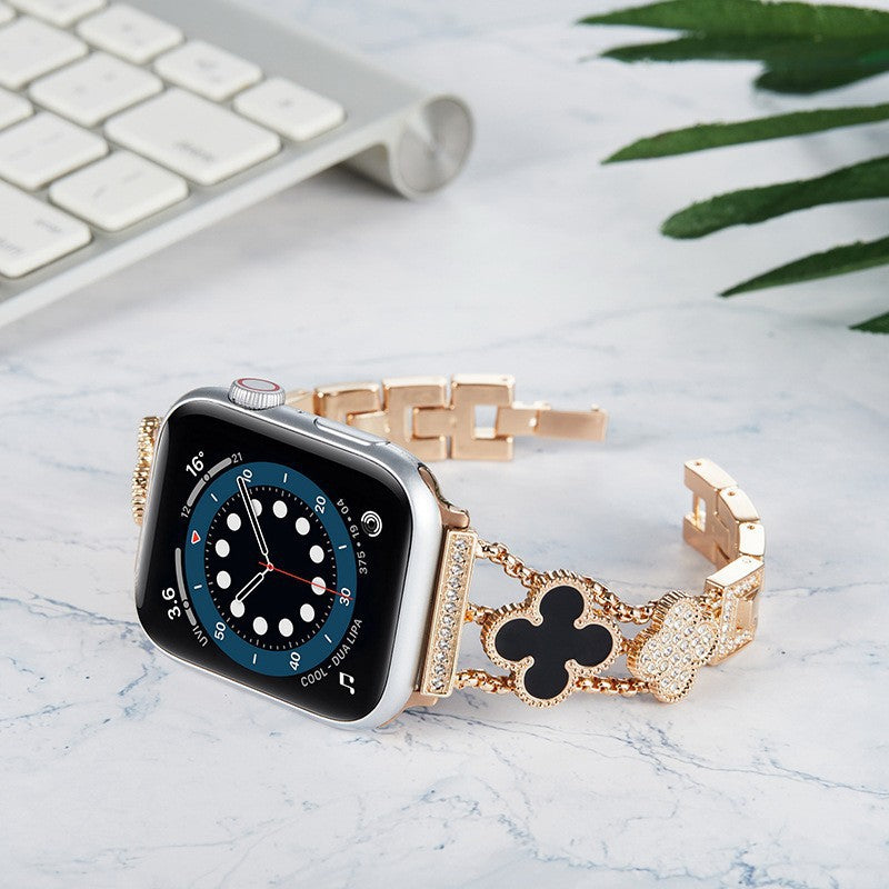 Apple Watch band diamond-embedded Clover strap