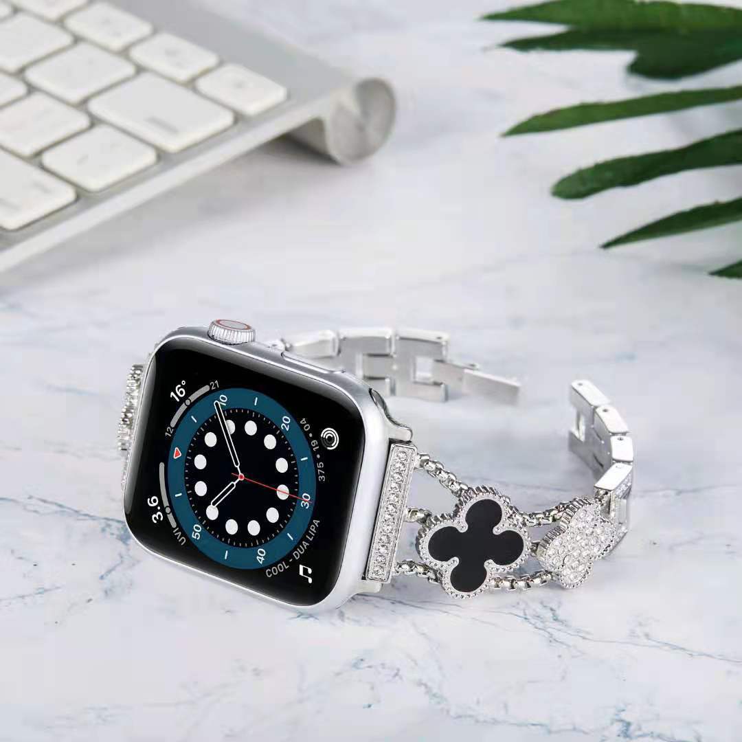 Apple Watch band diamond-embedded Clover strap