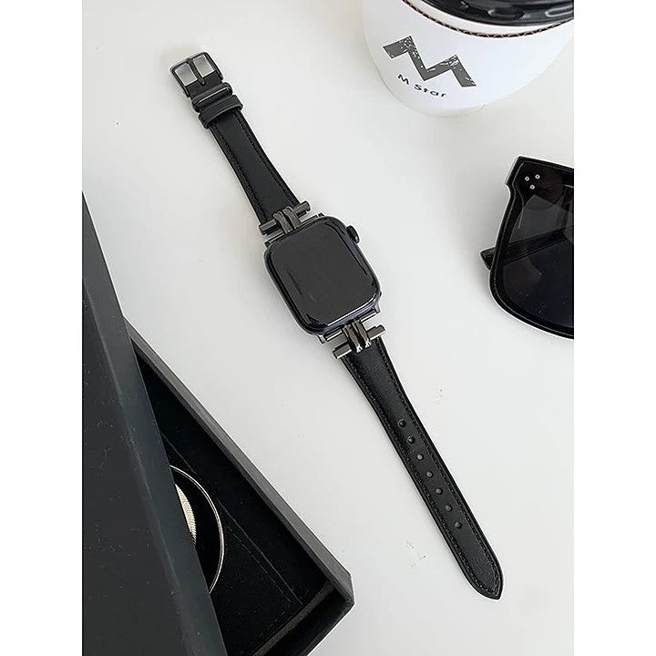 Apple watch band thin retro genuine leather strap female