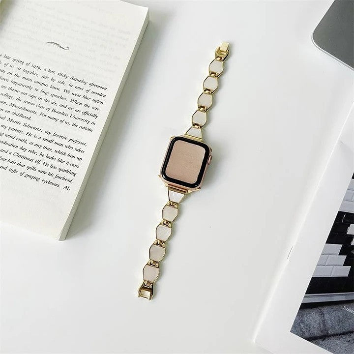 Apple watch band new shell hexagonal metal strap