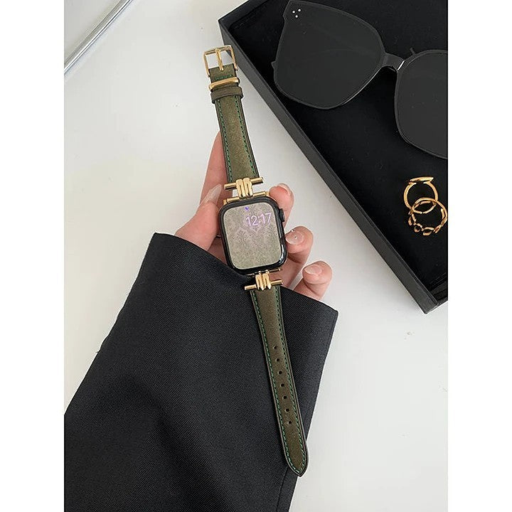 Apple watch band thin retro genuine leather strap female