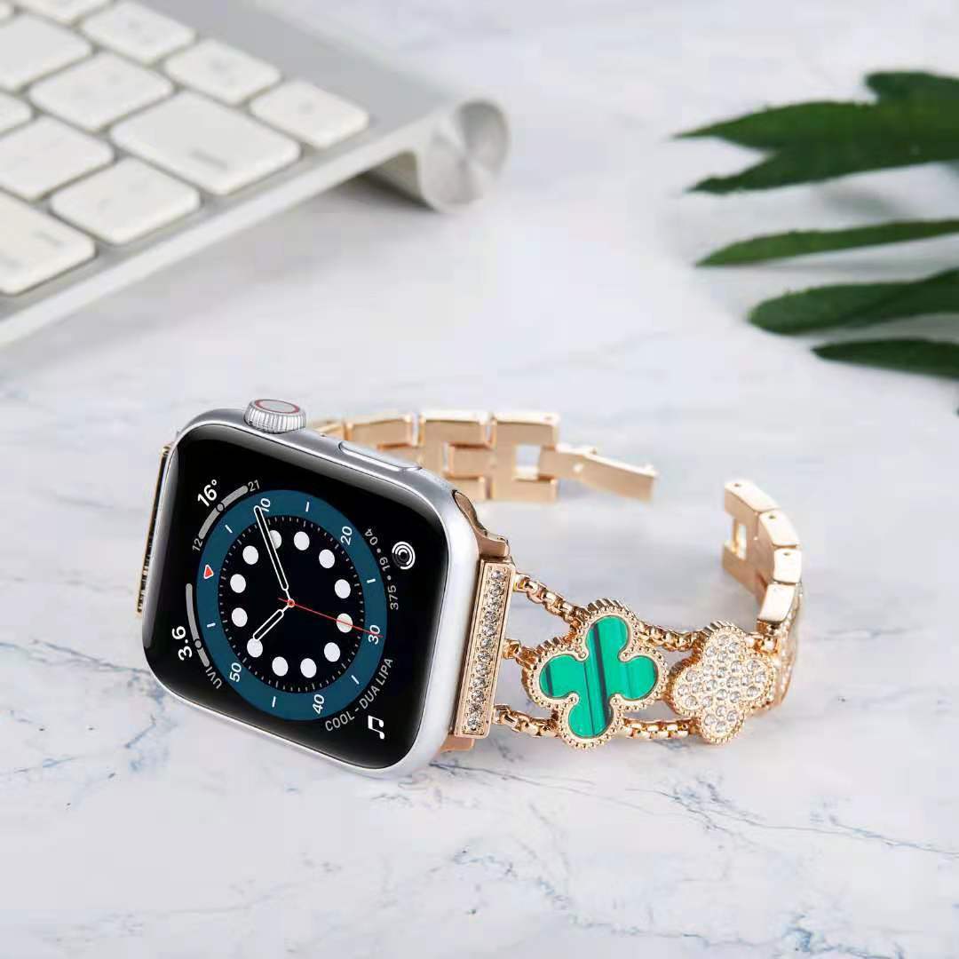 Apple Watch band diamond-embedded Clover strap