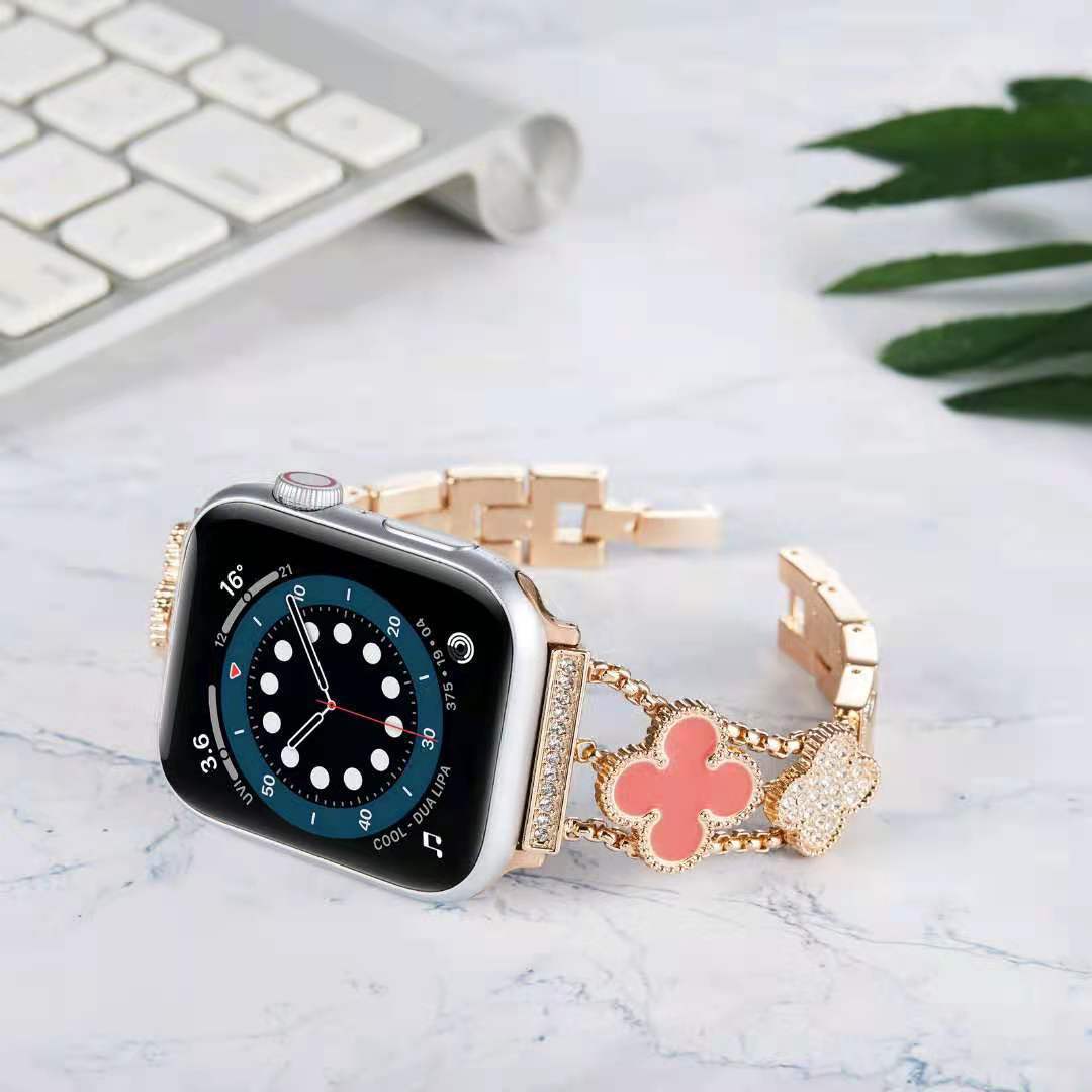 Apple Watch band diamond-embedded Clover strap