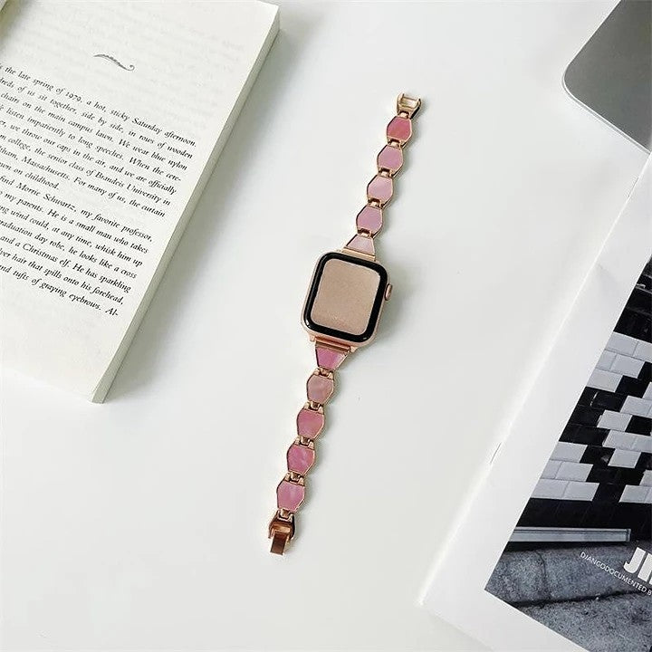 Apple watch band new shell hexagonal metal strap