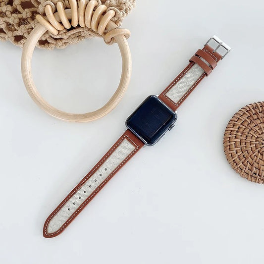 Apple Watch band canvas stitching leather strap