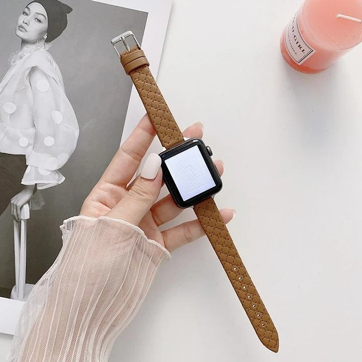 Apple Watch band thin leather creative weaving strap