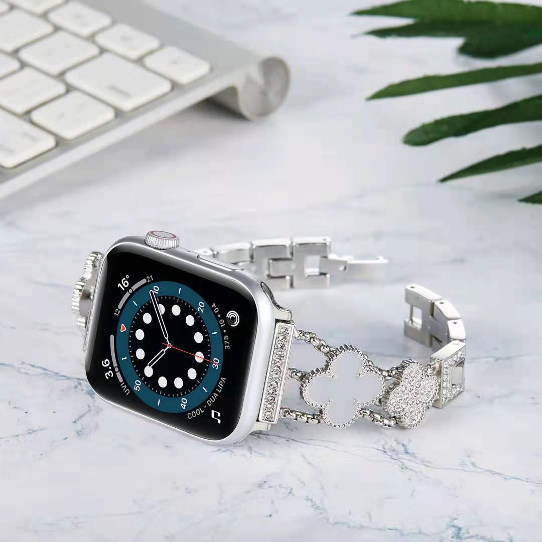 Apple Watch band diamond-embedded Clover strap