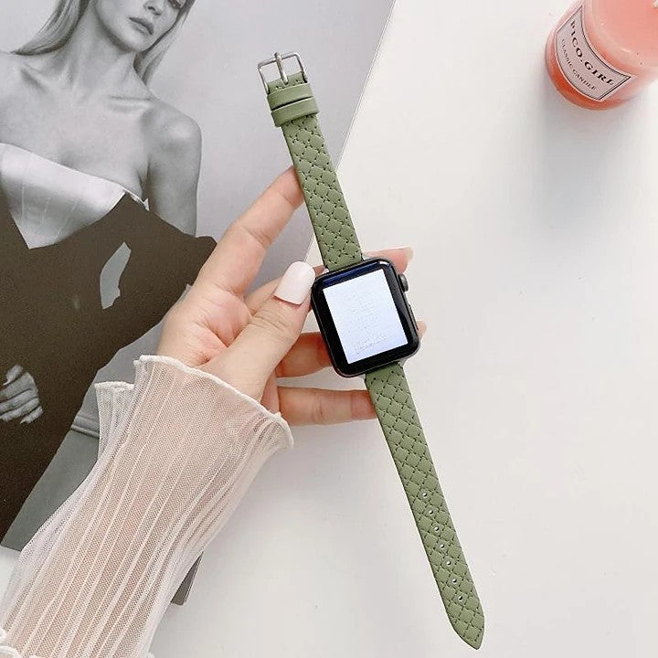 Apple Watch band thin leather creative weaving strap