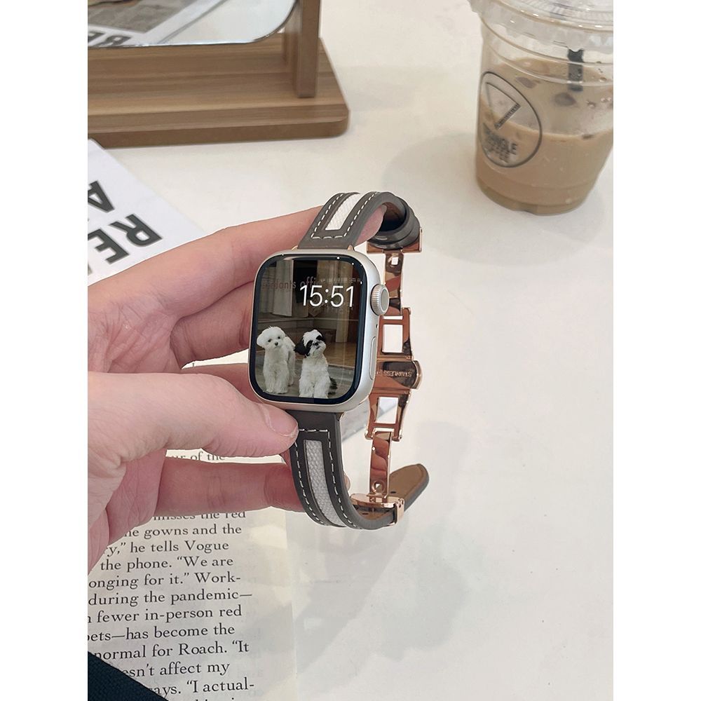 Apple watch band canvas butterfly buckle strap