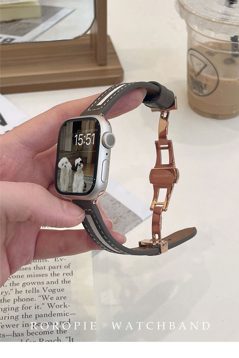 Apple watch band canvas butterfly buckle strap