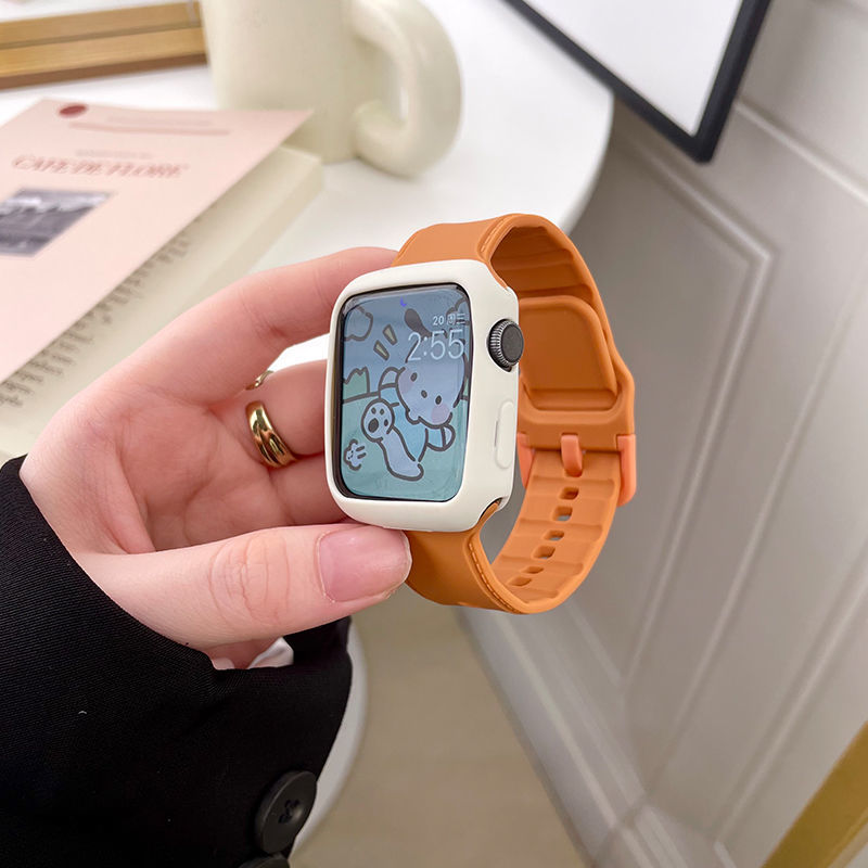 Apple watch band solid color silicone strap