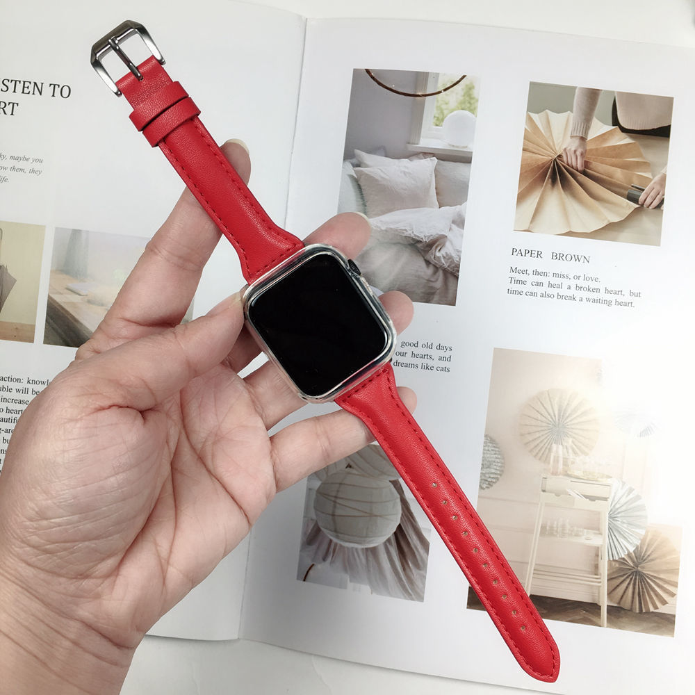 Apple watch band thin small waist leather strap