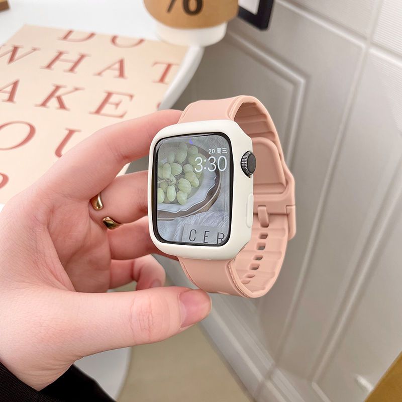 Apple watch band solid color silicone strap