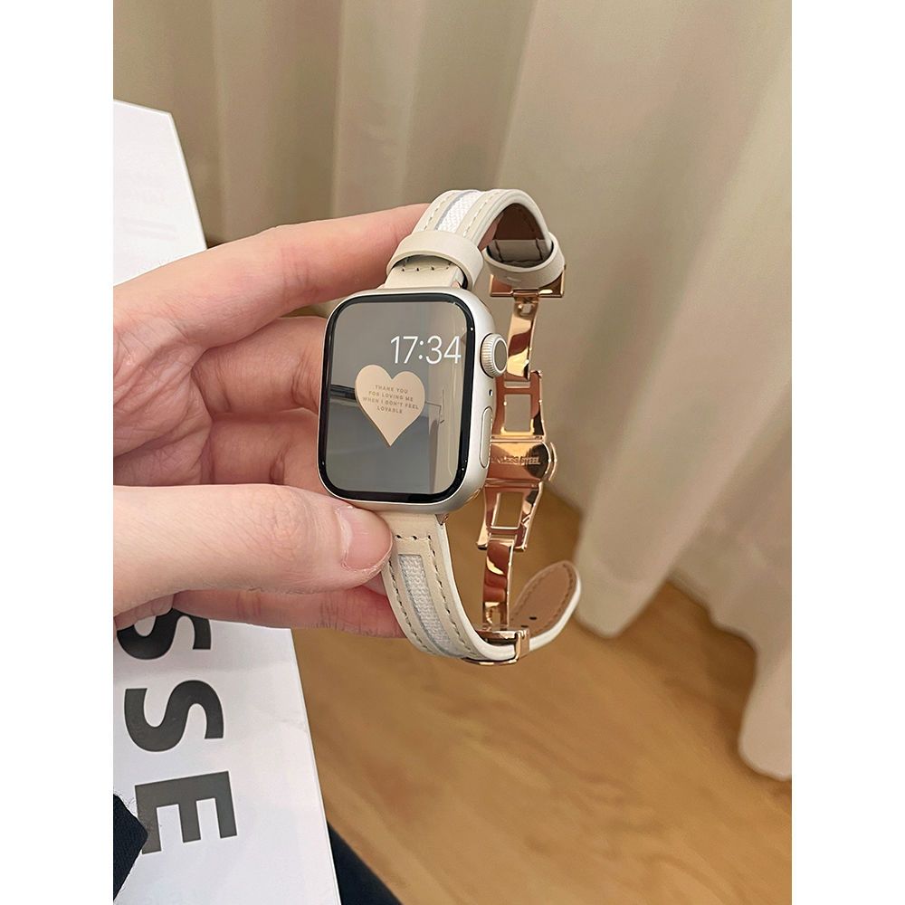 Apple watch band canvas butterfly buckle strap