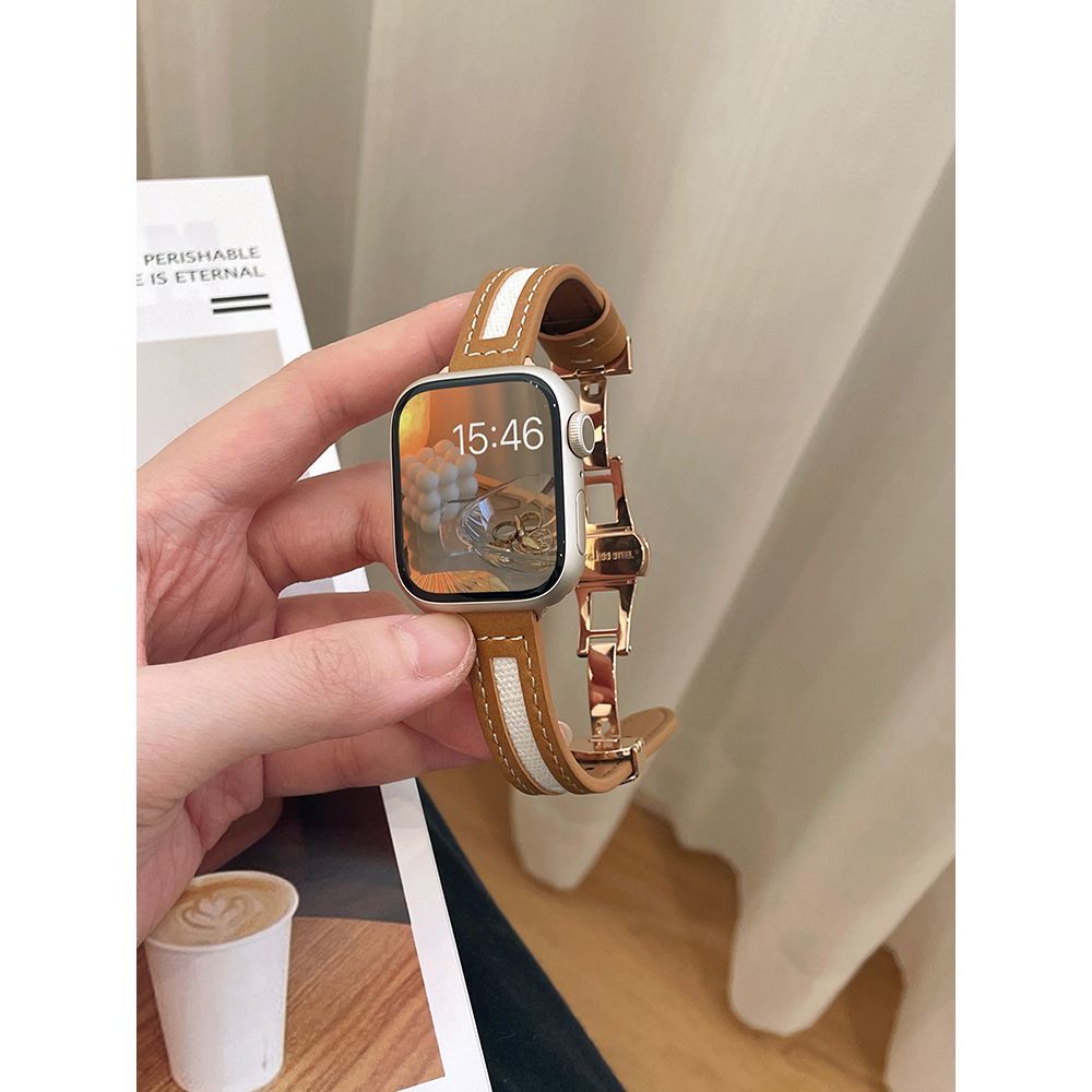 Apple watch band canvas butterfly buckle strap