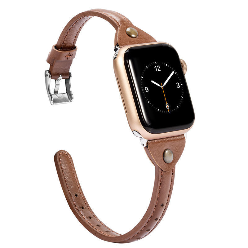 Apple watch band thin small waist leather strap