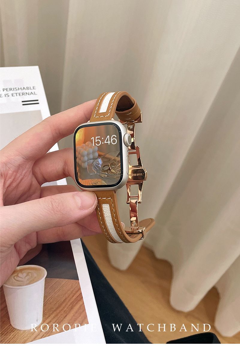 Apple watch band canvas butterfly buckle strap