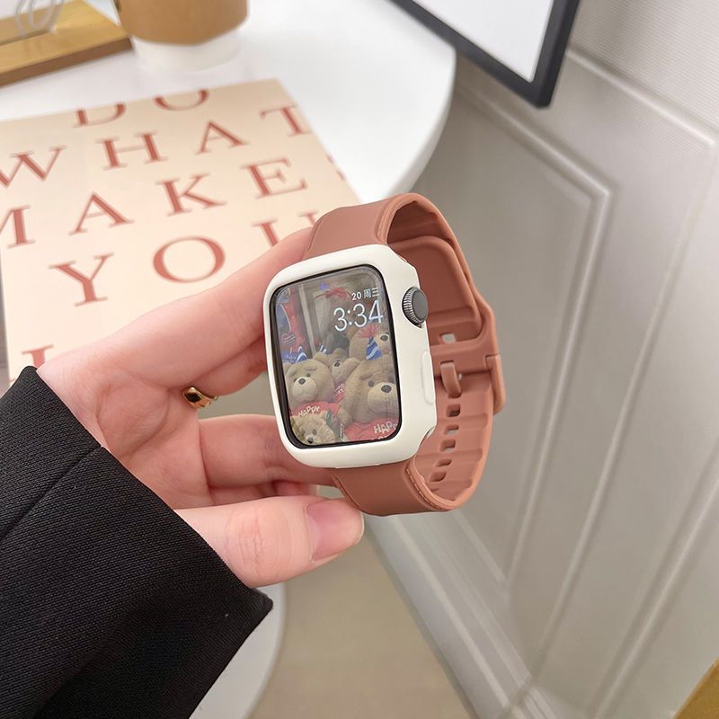 Apple watch band solid color silicone strap