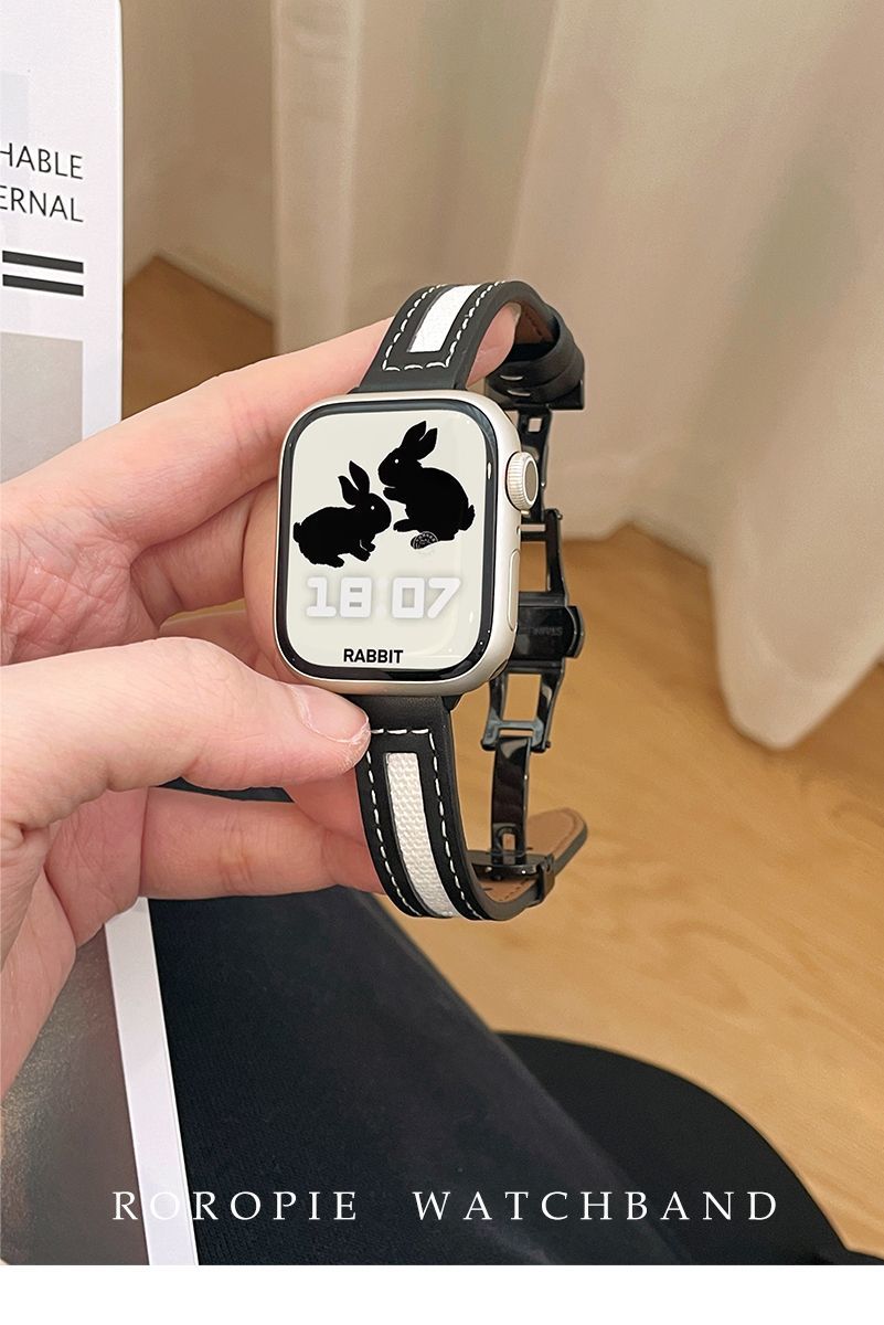 Apple watch band canvas butterfly buckle strap