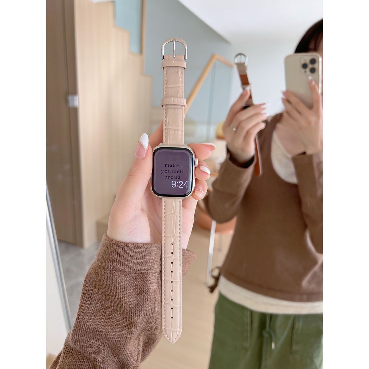 Apple watch band leather strap